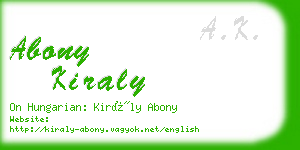 abony kiraly business card